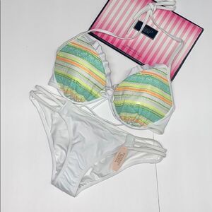 🔥VICTORIA SECRET BIKINI SET 2pc 34C push-up //Small New #8